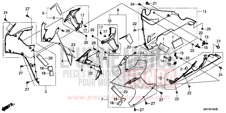 CARENAGE MILIEU de CBR1000RR SP SP1 SP2 GRAND PRIX RED (R380X) 2019